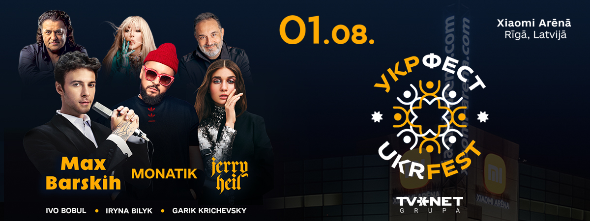 Festivālā UKRFEST 2026 Rīgā piedalīsies Irina Bilika, Ivo Bobuls, Gariks Kričevskis, MONATIK, Max Barskih, Jerry Heil
